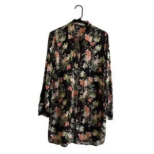 Alice + Olivia Floral Black Long-Sleeve Shirt or Mini Dress